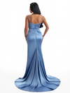 Sexy Spaghetti Straps Mermaid Soft Satin Side Slit Beauty Long Bridesmaid Dresses Online