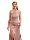 Elegant Satin One Shoulder Boho Bridesmaid Dresses