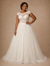 ChicSew Elegant Claasy Lace Tulle Round Neck A-Line Floor-Length Wedding Dress