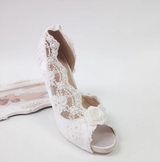 Women's Wedding Shoes Lace Shoes Flower High Heel Bridal Shoes,H39