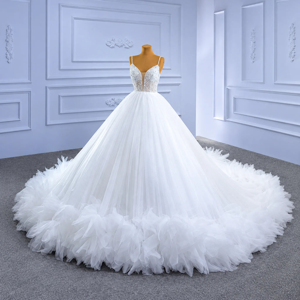 ChicSew Luxurious Spaghetti Straps Beaded Ball Gown Wedding Dress