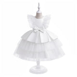Luxury Satin Delicate Flower Girls Dress Elegant Princess Gown for Wedding