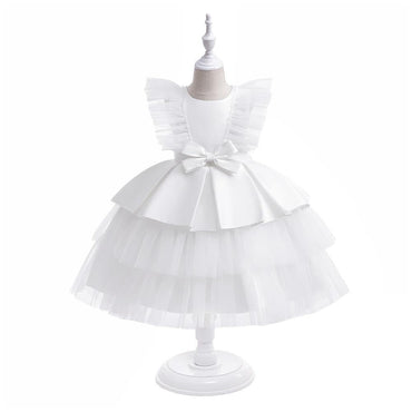 Luxury Satin Delicate Flower Girls Dress Elegant Princess Gown for Wedding