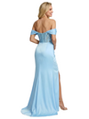 ChicSew Sexy Off Shoulder Lace Corset Bodice Ruched Mermaid Satin Maxi Formal Evening Gown