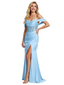 ChicSew Sexy Off Shoulder Lace Corset Bodice Ruched Mermaid Satin Maxi Formal Evening Gown