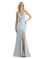 Sexy Spaghetti Straps Side Slit Jersey Mermaid Floor Length Evening Formal Dresses