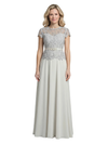 Elegant Scoop Cap Sleeves Lace Chiffon A-Line Mother of The Bride Dresses
