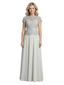Elegant Scoop Cap Sleeves Lace Chiffon A-Line Mother of The Bride Dresses