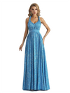 Convertible A-Line Glitter Jersey Maxi Formal Evening Dresses For Women