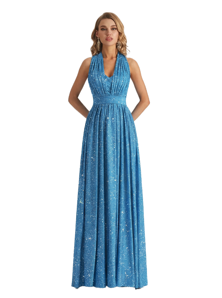 Convertible A-Line Glitter Jersey Maxi Formal Evening Dresses For Women