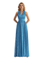 Convertible A-Line Glitter Jersey Maxi Formal Evening Dresses For Women