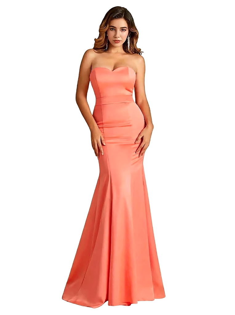 Sexy Sweetheart Mermaid Silky Satin Maxi Evening Dresses For Women
