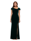 Chicsew Asymmetric Cap Sleeve Ruched Sheath Floor Length Velvet Slit Detail Luxurious Mother Of The Bride And Groom Dresses