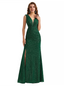 Shiny Spaghetti Straps Mermaid Glitter Jersey Side Slit Maxi Formal Dresses For Women