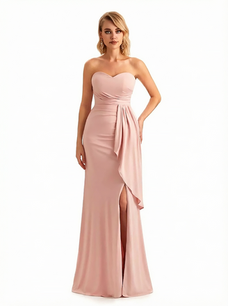 Sexy Sweetheart Side Slit Jersey Mermaid Floor Length Evening Formal Dresses