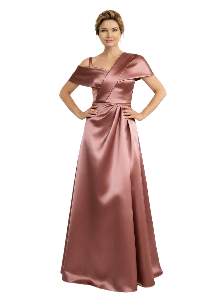 Sexy Asymmetrical Neck A-Line Satin Mother of the Groom Evening Dress