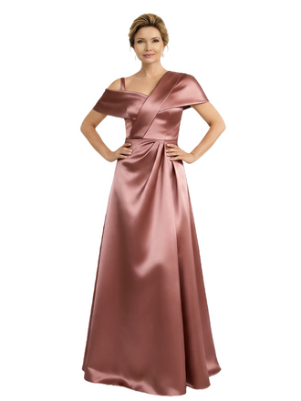 Sexy Asymmetrical Neck A-Line Satin Mother of the Groom Evening Dress