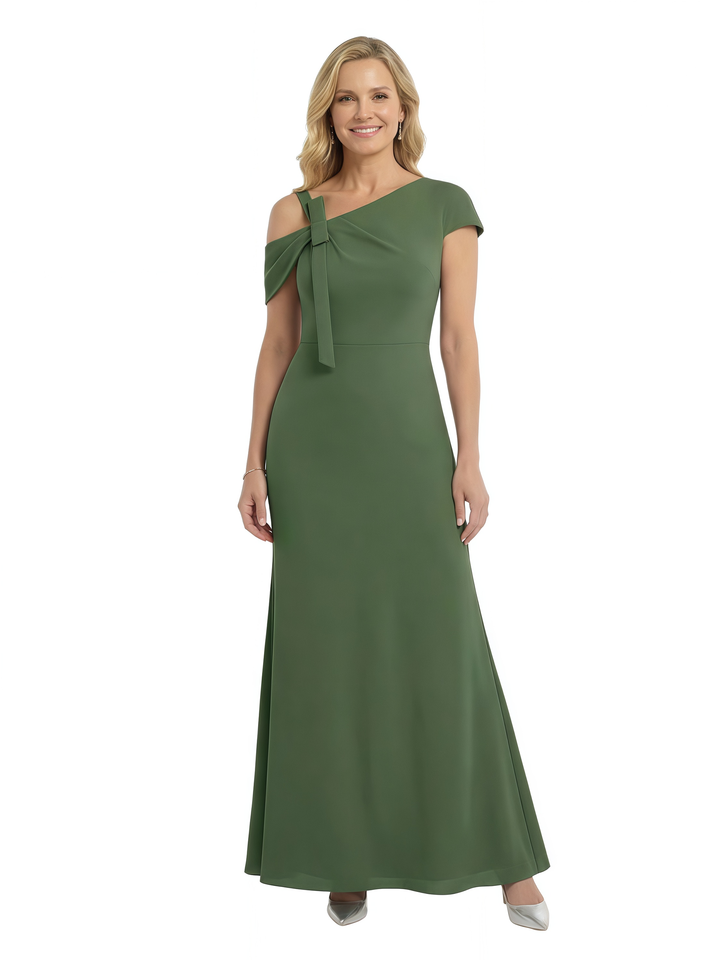 Chicsew Elegant Chiffon Short Sleeve Floor-Length Mermaid Formal Mother Of The Bride Gown