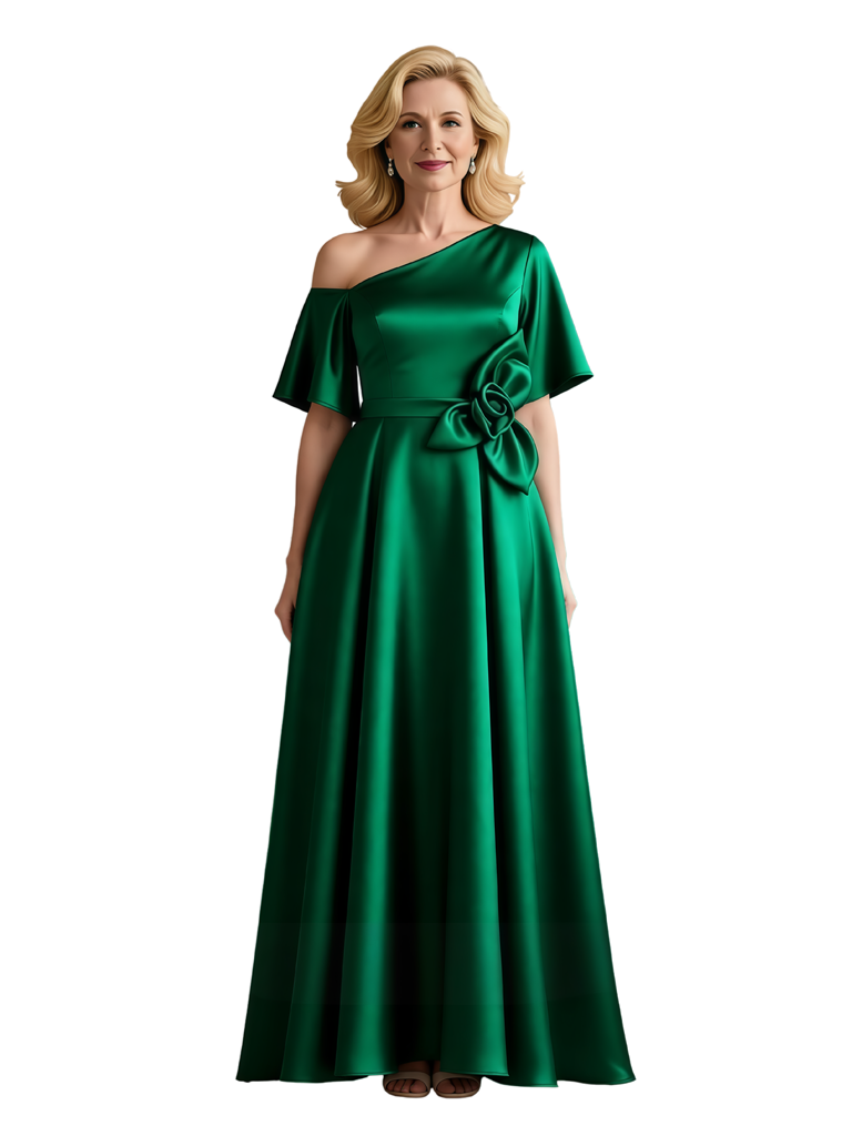 Elegant Short Sleeves Satin A-Line Floor-Length Mother Of The Bride Dresses