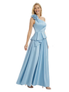 Morden One Shoulder Ruched Satin Floor-Length Mother of the Bride Dresses