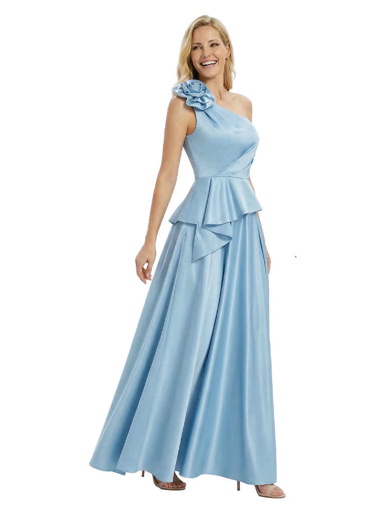 Morden One Shoulder Ruched Satin Floor-Length Mother of the Bride Dresses