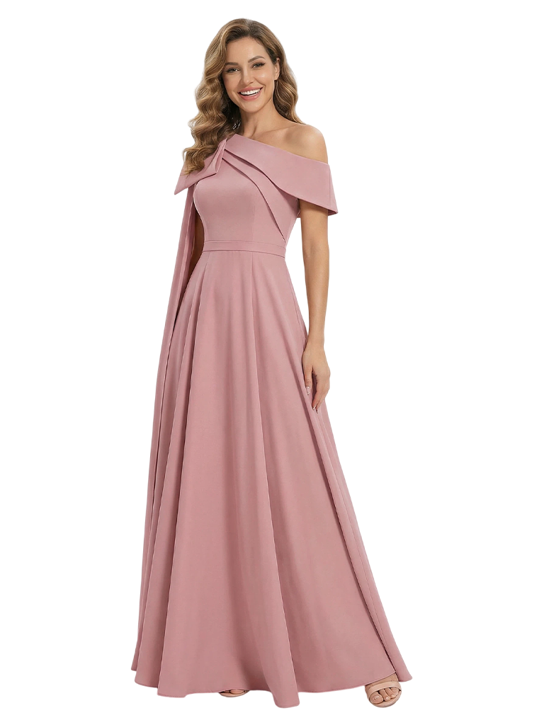 Elegant One Shoulder A-Line Satin Floor Length Mother of the Bride Dresses