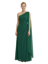 Elegant One Shoulder Ruched Chiffon Floor-Length A-Line Mother of the Groom Dresses