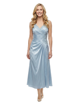 Charming V-Neck Sleeveless A-line Lace Beaded Short Satin Mother of The Bride Dress
