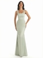 Elegant Spaghetti Straps Square Mermaid Silky Satin Maxi Evening Dresses For Women
