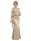 Elegant 3/4 Sleeves Satin Floor-Length Mermaid Mother Of The Bride Dresses