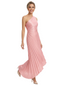 Modern One Shoulder Pleated Chiffon Sheath Sleeveless Maxi Mother Of The Bride Dress