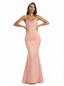 Sexy V-Neck Spaghetti Straps Silky Satin Mermaid Long Formal Dresses