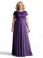 Elegant Short Sleeves Jewel Lace Chiffon A-Line Mother of The Bride Dresses