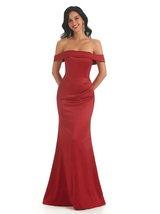 Sexy Off The Shoulder Silky Satin Mermaid Long Formal Dresses For Ladies