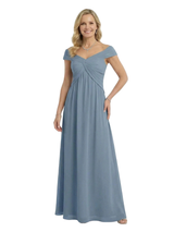 Chicsew Cap Sleeve Ruched A-Line Floor Length Chiffon Flowy Romantic Mother of the Bride Dresses