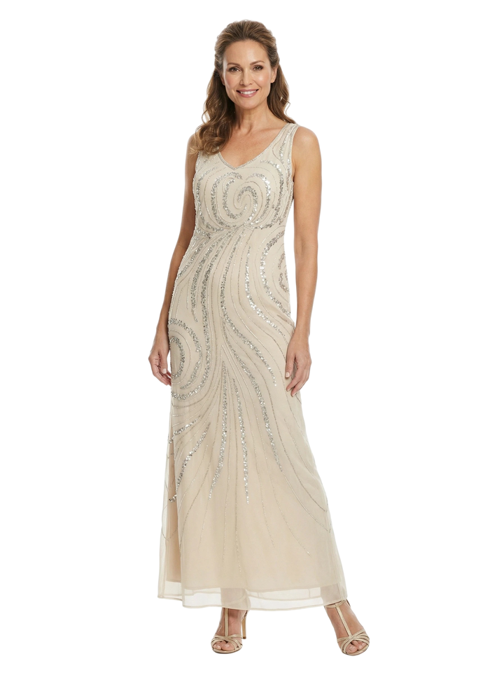 Chicsew Sparkly V-Neck Sleeveless Chiffon Mother Of The Bride Dresses With Jacket