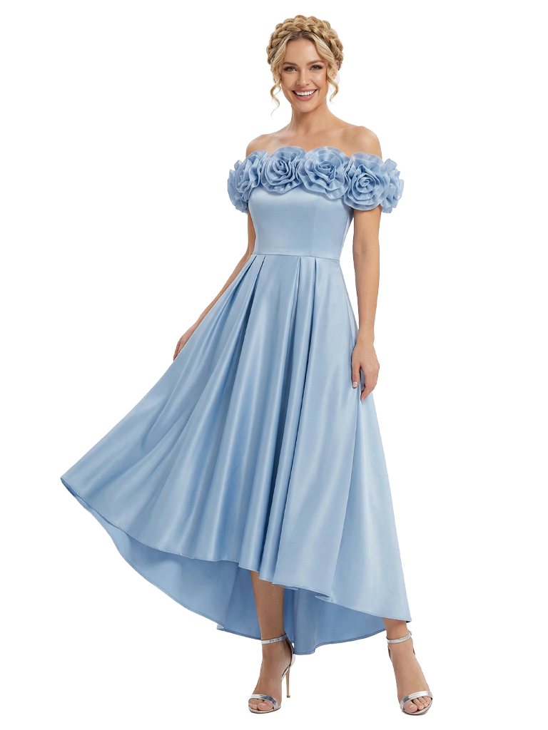 Morden Off Shoulder A-Line Satin High Low Mother of the Bride Dresses