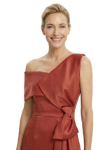 Chicsew Elegant One Shoulder Sheath Satin Mother of The Bride Dress With Ruffles