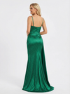 Sparkly Beading Cowl Neck Beaded Satin Mermaid Prom Dresses with Slit
