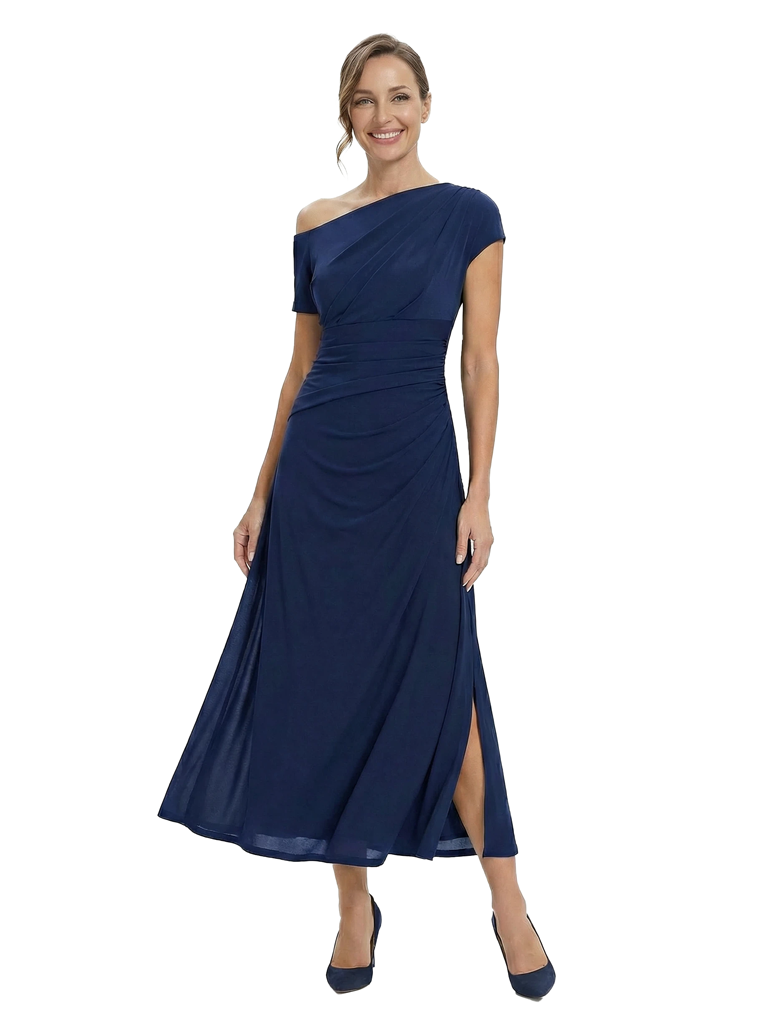 Chicsew Classy One Shoulder Side Slit A-Line Chiffon Mother of The Bride Dress
