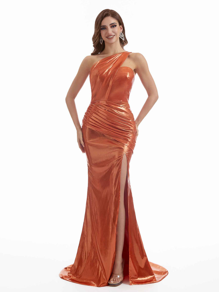 ChicSew Women's Sexy Mermaid Ruched One Shoulder Metallic Long Dresses Online / Maxi Formal womens Metallic dress, Burnt-Orange ChicSew Women's Sexy Mermaid Ruched One Shoulder Metallic Long Dresses Online / Maxi Formal womens Metallic dress, Burnt-Orange