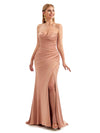 Sexy Strapless Sweetheart Side Slit Long Satin Unique Bridesmaid Dresses Online