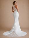 ChicSew Fancy Halter Sleeveless Mermaid Crepe Long Wedding Dress With Lace Appliques