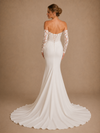 ChicSew Elegant Crepe Sweetheart Mermaid Floor-Length Wedding Dress With Lace Applique Sleeves