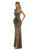 Winter V-Neck Velvet Bridesmaid Dresses With Jacket