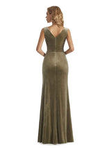 Winter V-Neck Velvet Bridesmaid Dresses With Jacket