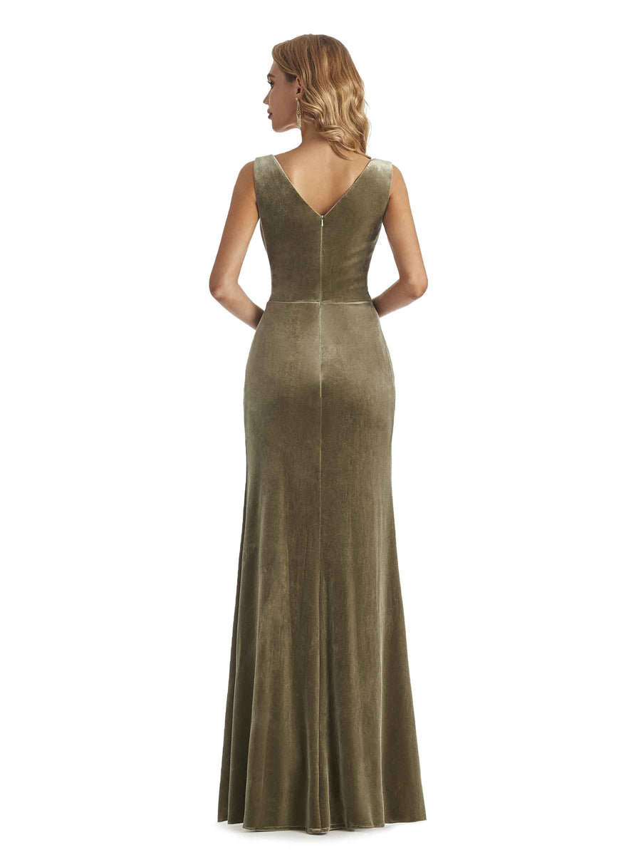 Winter V-Neck Velvet Bridesmaid Dresses With Jacket