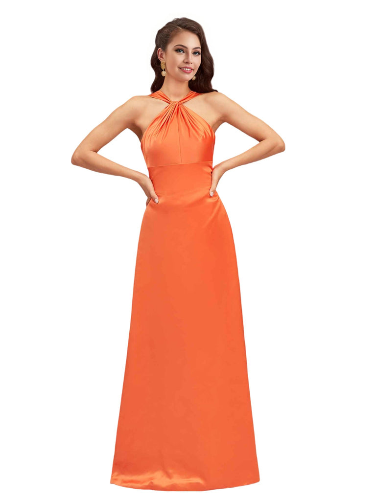 Sexy A-Line Spaghetti Straps Soft Satin Floor-Length Beauty Bridesmaid Dresses Online