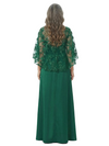 Floor-Length Silky Satin Mother Of The Bride Gown Lace Cape Sleeve