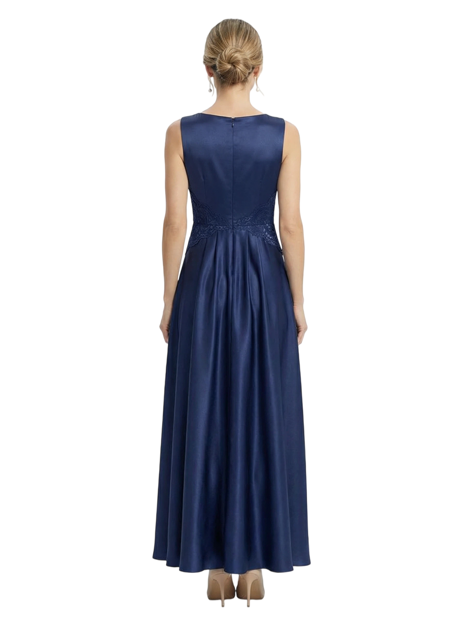 Chicsew Elegant Sleeveless Lace Appliques Satin A-Line Mother Of The Bride Dresses